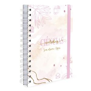 Agenda Plus Personalizada Profissões Floral Ciências Contábeis Rosa