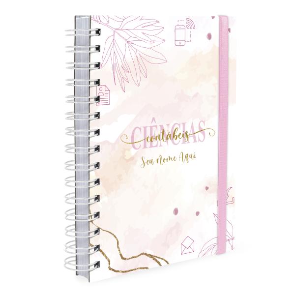 Agenda Plus Personalizada Profissões Floral Ciências Contábeis Rosa